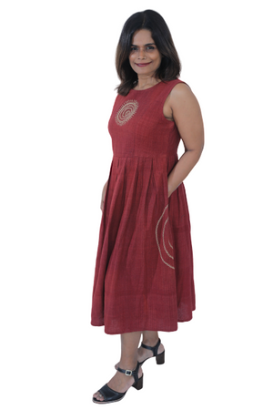 Maroon Kotpad Mandala Dress - Kapaas N Resham