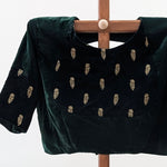 ishani - green velvet embroidered blouse