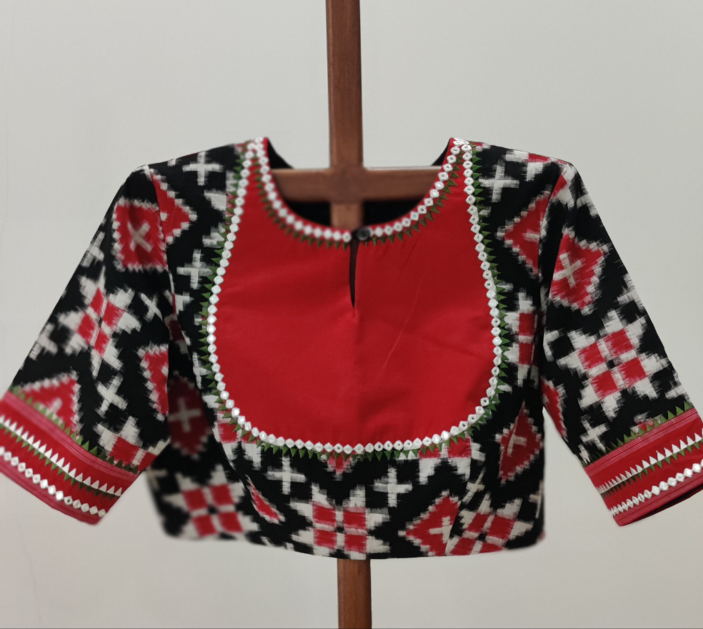 Adhira - black and red Telia Rumal blouse