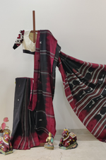 Black with maroon border Kotpad saree