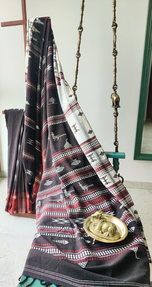Blackish brown kotpad with ganga jamuna border