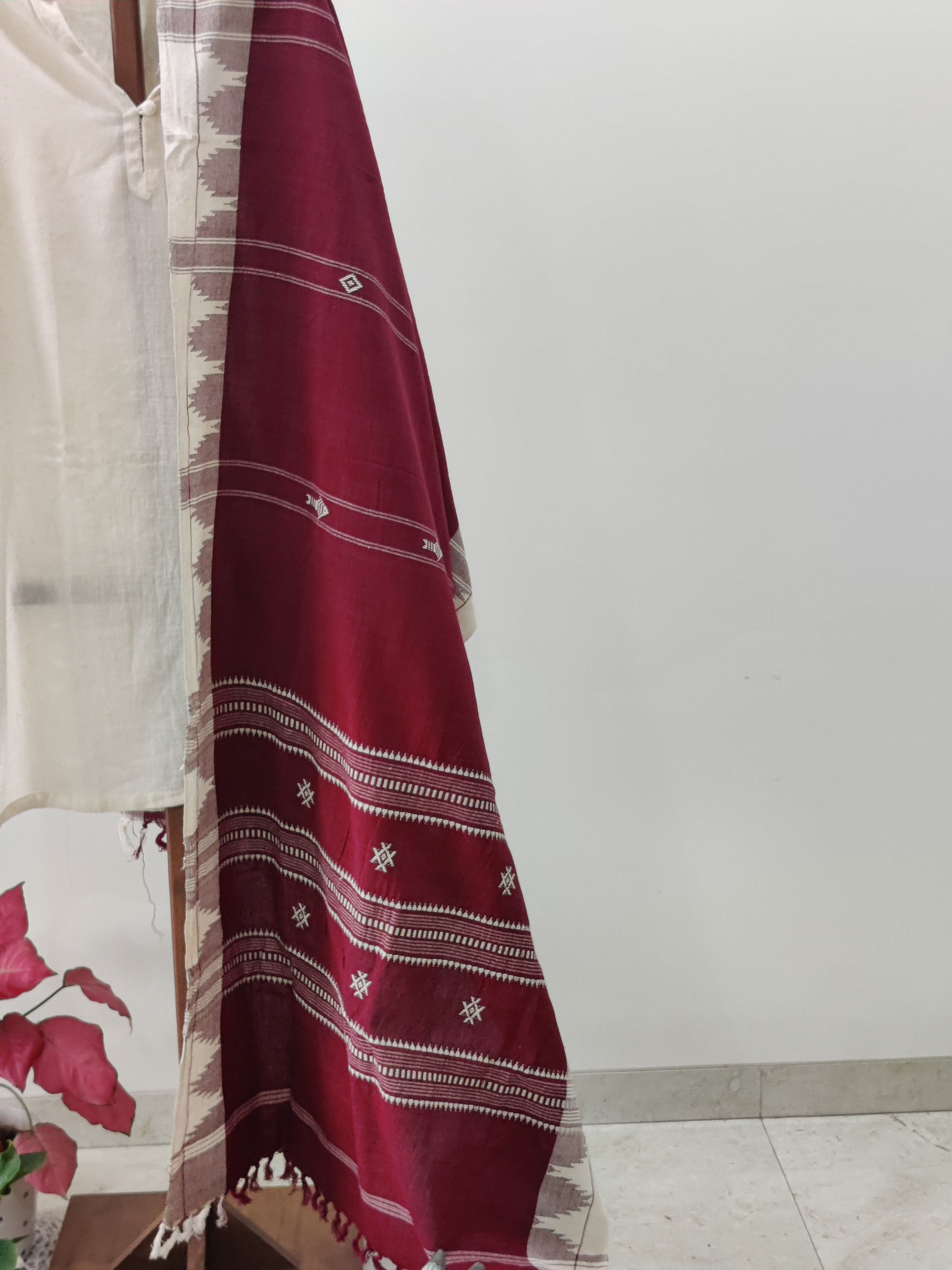 Maroon Kotpad dupatta