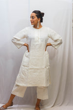 Pearl White Linen Kurta