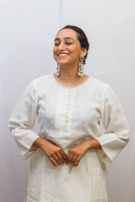 Pearl White Linen Kurta