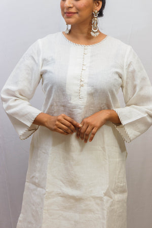 Pearl White Linen Kurta