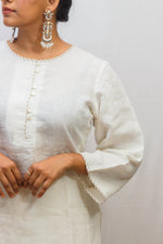 Pearl White Linen Kurta