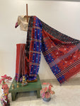 Maroonish red tribal kotpad with ganga jamuna border