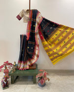 Black tribal kotpad with yellow pallu