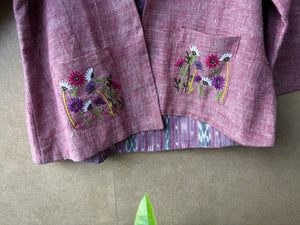 Pink Kalacotton and Sambhalpuri Reversible Jacket with Embroidery