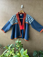 Indigo Kalcotton and Blockprint Umbrella cut Jacket