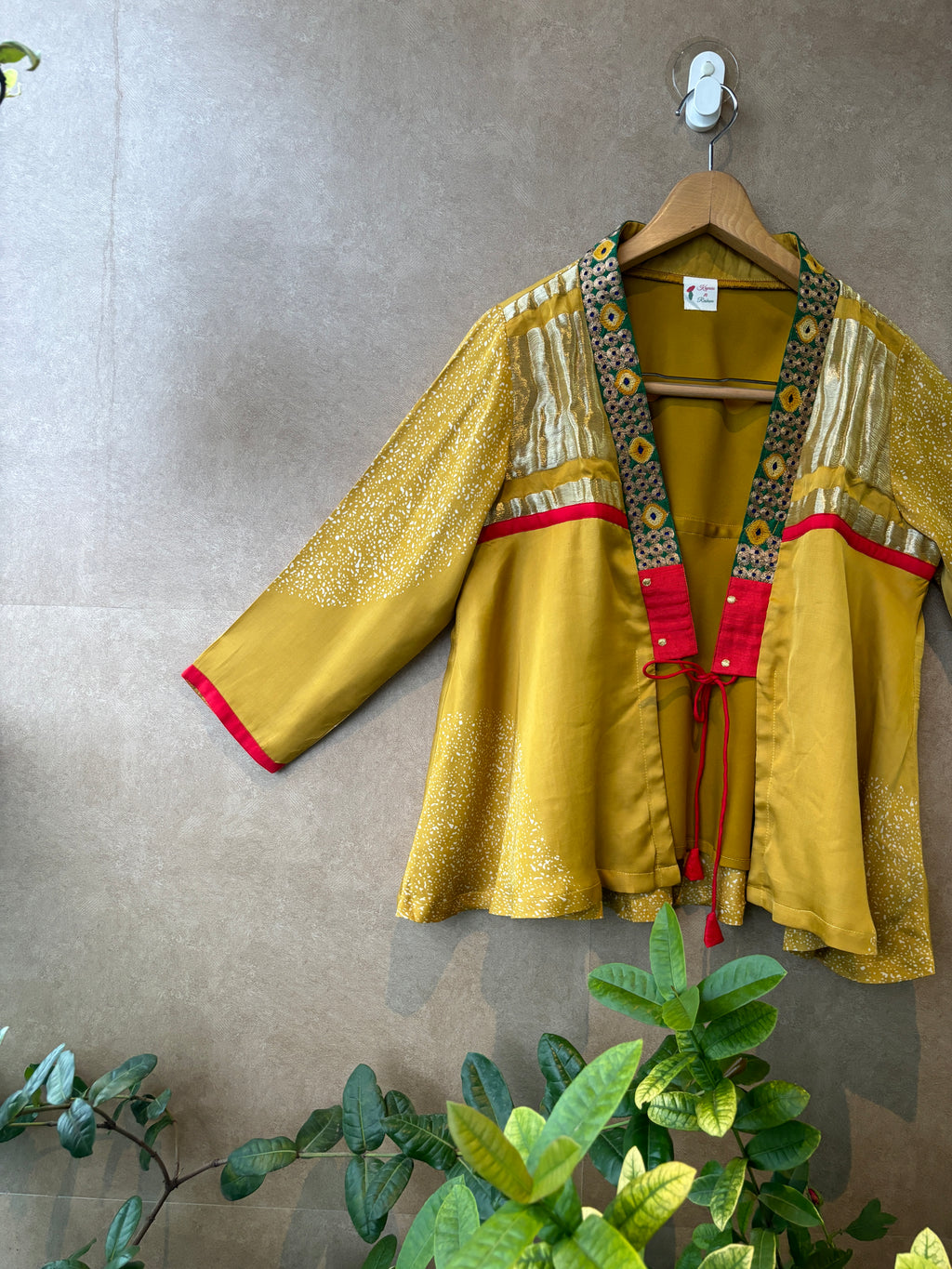 Yellow Modal Jacket with Zardosi Lace