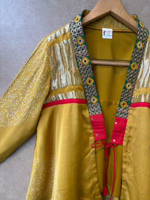 Yellow Modal Jacket with Zardosi Lace