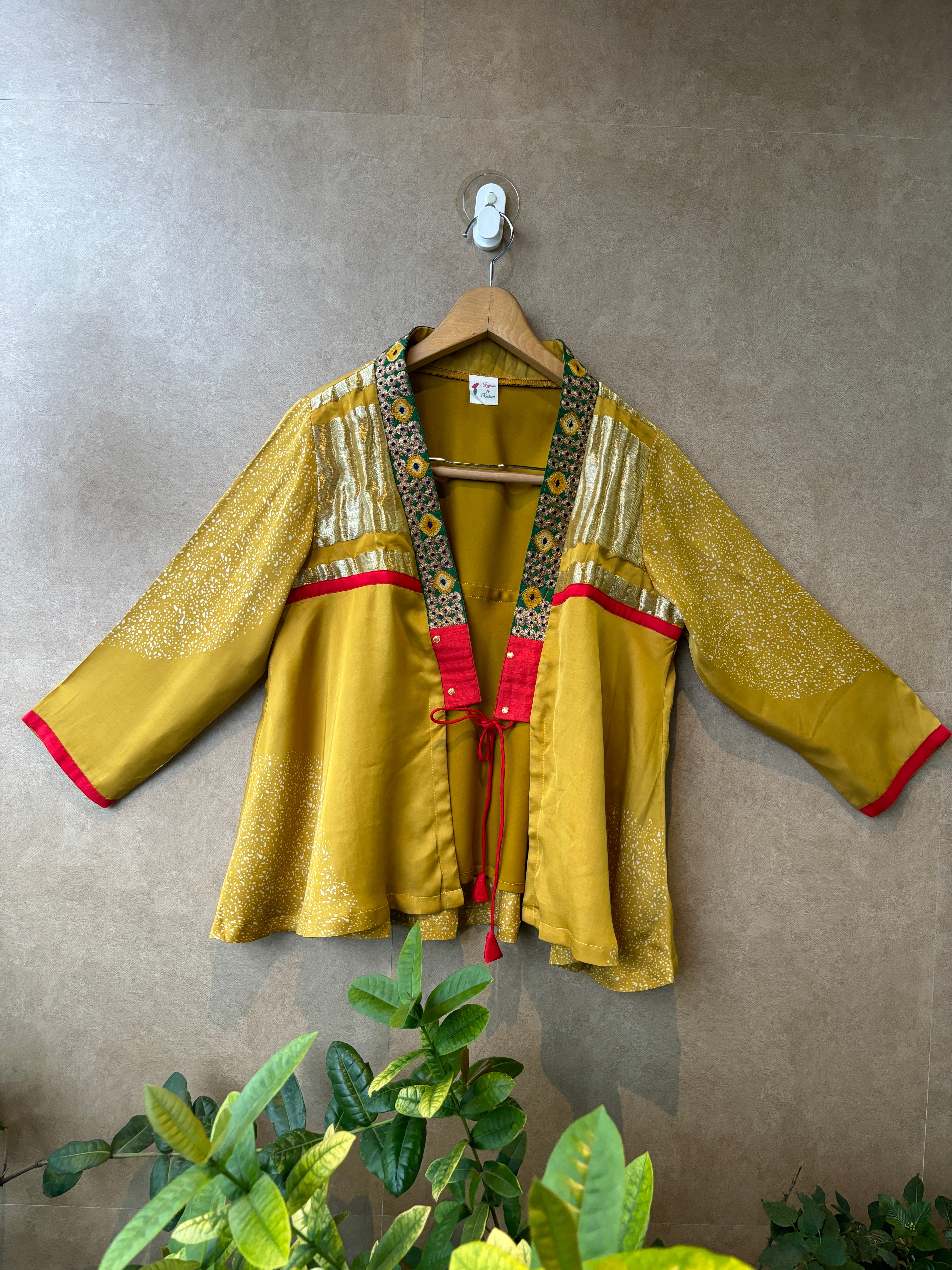 Yellow Modal Jacket with Zardosi Lace