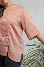 Pink Muslin Top with Embroidery