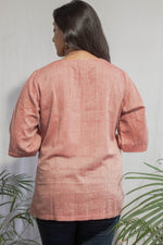 Pink Muslin Top with Embroidery