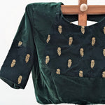 ishani - green velvet embroidered blouse