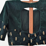 ishani - green velvet embroidered blouse