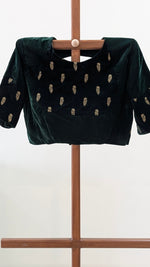 ishani - green velvet embroidered blouse