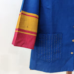 Copper sulphate blue handloom top with pattedu anchu borders