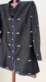 Black with ivory coloured jamdani butta