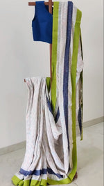Off white with blue and green raindrops in Ambara Charaka