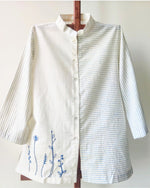White Striped Top with Embroidery