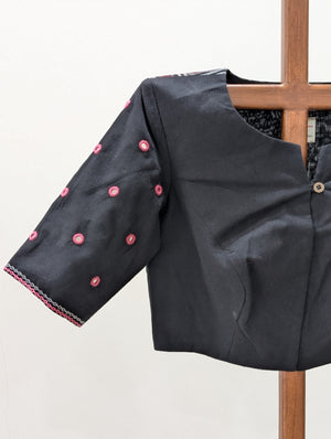 Black woven fabric rumal blouse