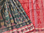 Black Sambhalpuri Saree with Dancer and Colourful Pillar motifs
