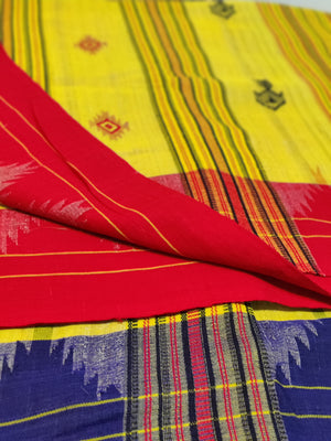 Yellow Tassar kotpad with ganga jamuna border