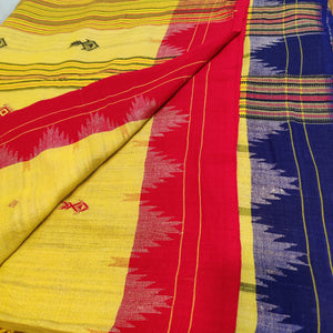 Yellow Tassar kotpad with ganga jamuna border