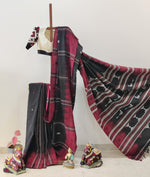 Black with maroon border Kotpad saree