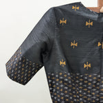Aaradhya - Black rawsilk with ikat rawsilk