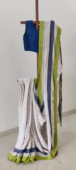 Off white with blue and green raindrops in Ambara Charaka