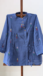 Slate Blue with yellow, green and pink jamdani butta