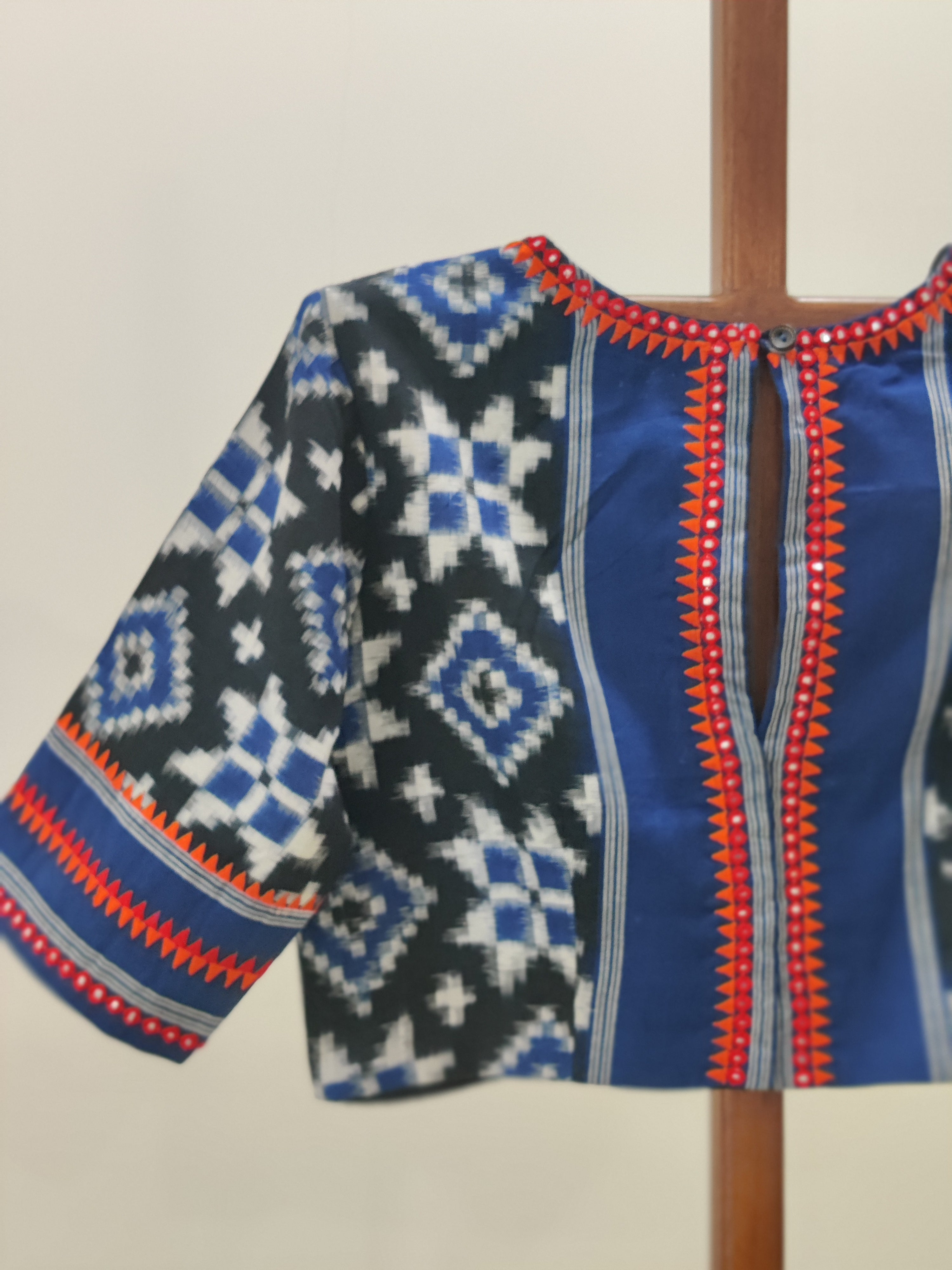 Anaghai - Black with indigo blue Telia Rumal Blouse