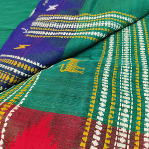 Peacock Green Tassar kotpad with ganga jamuna border