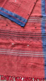 Peach orange tussar kotpad dupatta