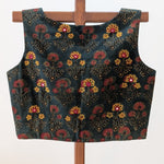 Sridevi - bottle green block print sleeveless