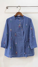 Slate Blue with yellow, green and pink jamdani butta