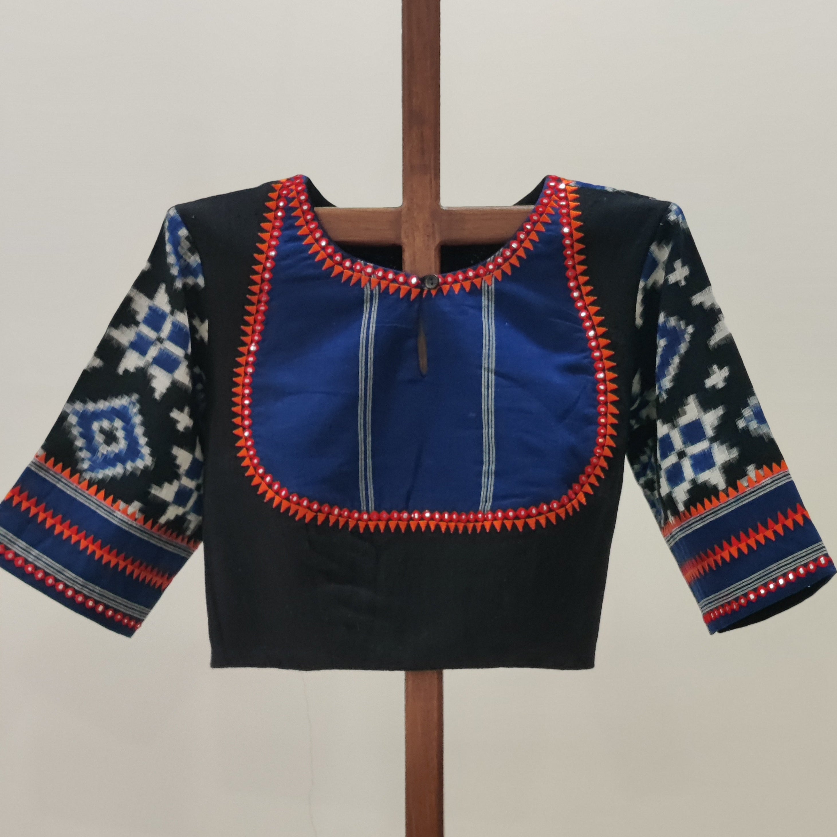 Anaghai - Black with indigo blue Telia Rumal Blouse