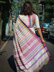 Off-white with Tricolour Border Bhujodi Saree