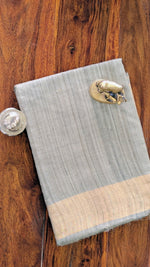 Raw coffee bean coloured  Tassar Saree