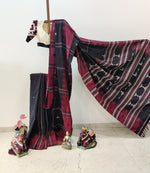 Black with maroon border Kotpad saree