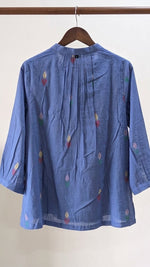 Slate Blue with yellow, green and pink jamdani butta