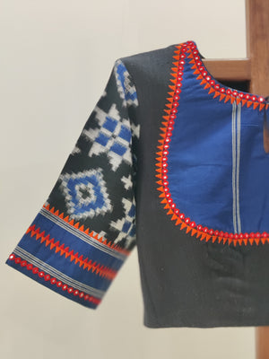 Anaghai - Black with indigo blue Telia Rumal Blouse