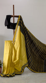 Sunshine yellow with black double palla Berhampur Patta