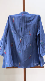 Slate Blue with yellow, green and pink jamdani butta