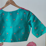 Amutha - blue rawsilk with multicoloured yoke