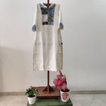 White khadi Patchwork Kurta