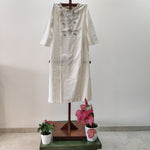 White Soft Khadi with Silver Embroidery Kurta